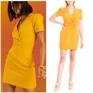 LDT Gianna Twist Front Surplice V-Neck Short Sleeve Sheath Mini Dress